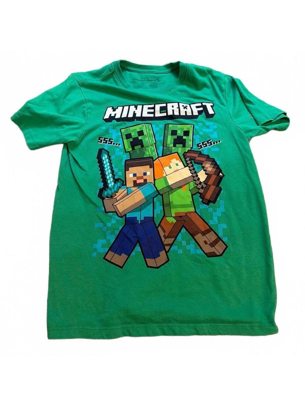 Minecraft Mad Engine Boys Green Graphic Tee Kids Large